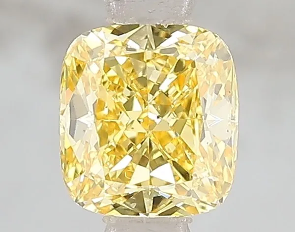 1.01ct CUSHION Fancy Vivid Yellow VS2 Coloured Lab diamond