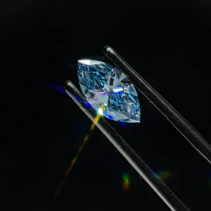 0.9ct MARQUISE Fancy Vivid Blue VVS2 Coloured Lab diamond