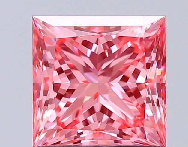 1.51ct PRINCESS Fancy Vivid Pink VVS2 Coloured Lab diamond