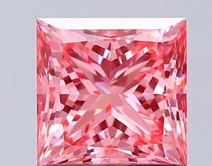 1.51ct PRINCESS Fancy Vivid Pink VVS2 Coloured Lab diamond