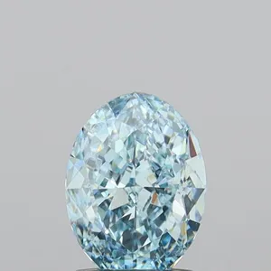1ct OVAL Fancy Vivid Greenish Blue VS1 Coloured Lab diamond