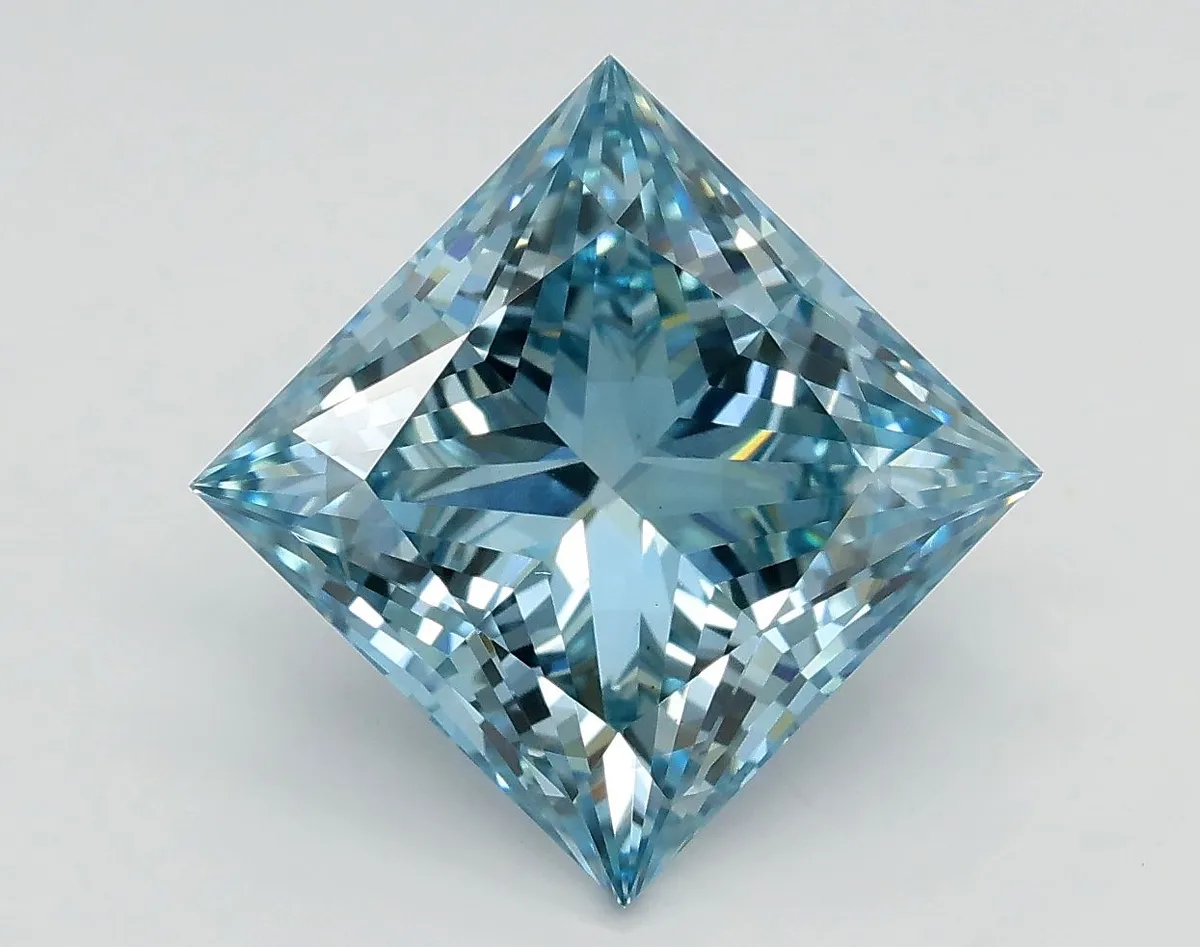 3.59ct PRINCESS Fancy Vivid Blue SI2 Coloured Lab diamond
