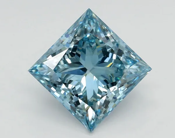 3.59ct PRINCESS Fancy Vivid Blue SI2 Coloured Lab diamond