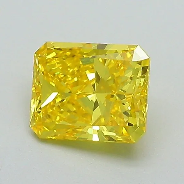0.92ct RADIANT Fancy Vivid Yellow VVS2 Coloured Lab diamond