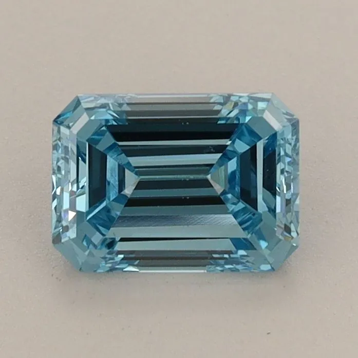 0.90ct EMERALD Fancy Vivid Blue VS2 Coloured Lab diamond