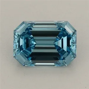 0.91ct EMERALD Fancy Vivid Blue VVS2 Coloured Lab diamond