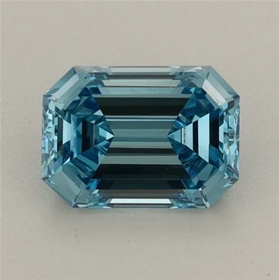 0.91ct EMERALD Fancy Vivid Blue VVS2 Coloured Lab diamond