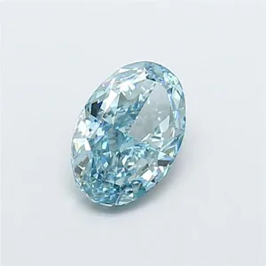 1.1ct OVAL Fancy Vivid Greenish Blue VS1 Coloured Lab diamond