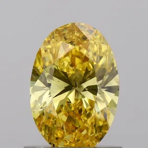 0.97ct OVAL Fancy Vivid Yellow SI1 Coloured Lab diamond