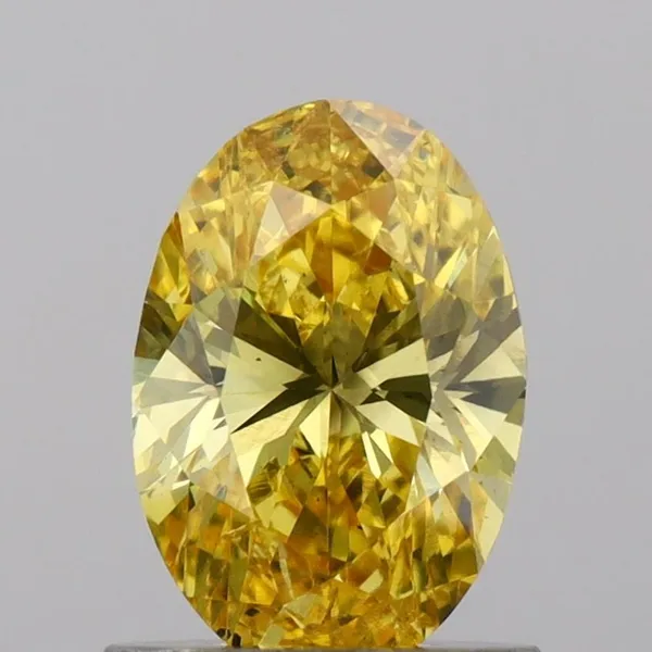 0.97ct OVAL Fancy Vivid Yellow SI1 Coloured Lab diamond
