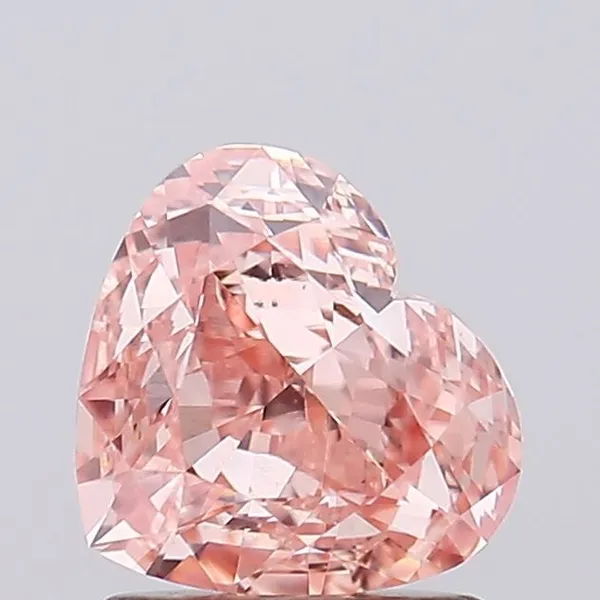1.72ct HEART Fancy Intense Orangey Pink VVS2 Coloured Lab diamond