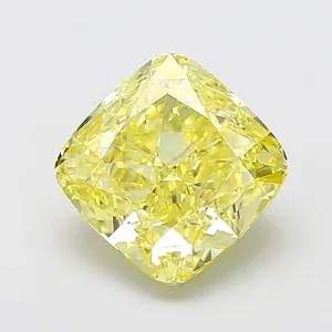 1.14ct CUSHION Fancy Intense Yellow VS1 Coloured Lab diamond