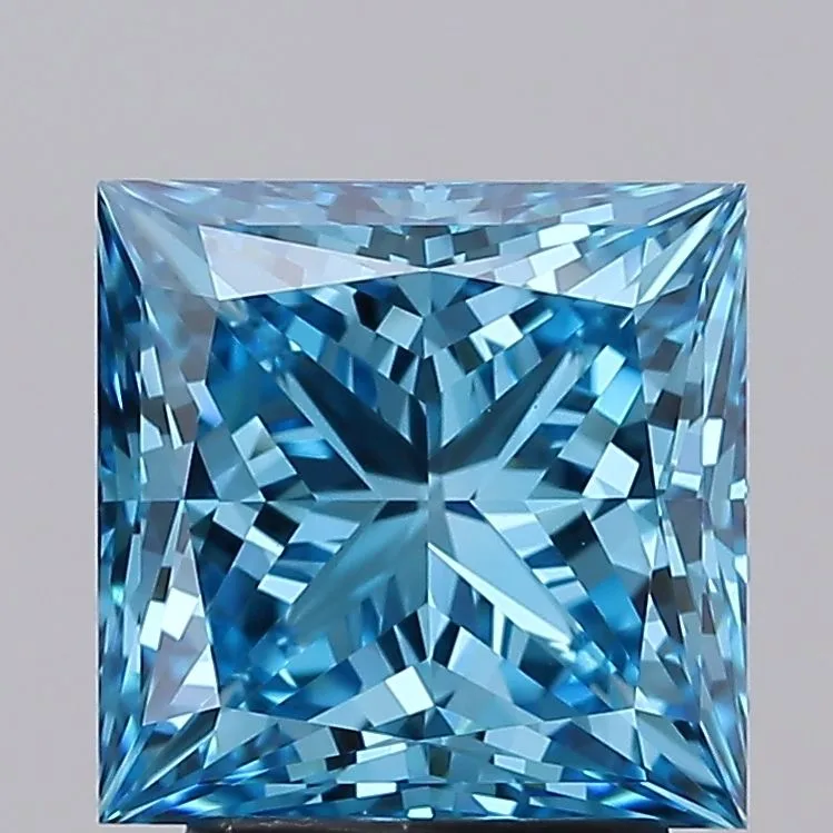 3.06ct PRINCESS Fancy Vivid Blue VVS2 Coloured Lab diamond