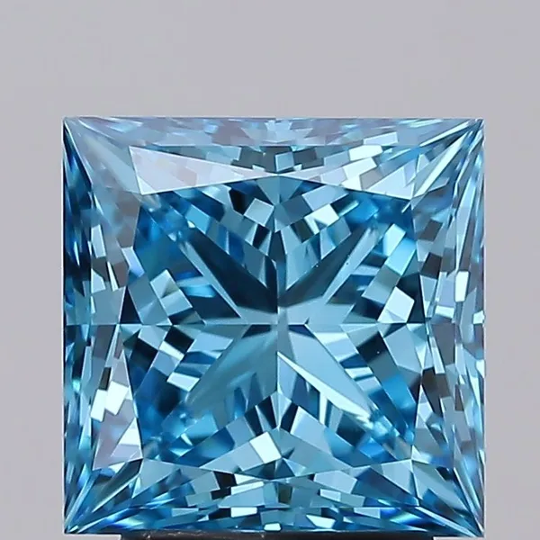 3.06ct PRINCESS Fancy Vivid Blue VVS2 Coloured Lab diamond