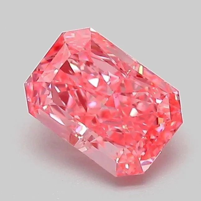 1.08ct RADIANT Fancy Vivid Pink VVS2 Coloured Lab diamond