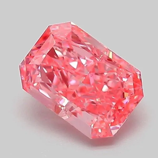 1.08ct RADIANT Fancy Vivid Pink VVS2 Coloured Lab diamond