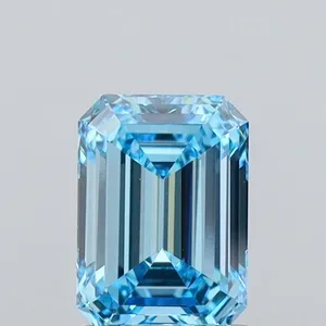 1.44ct EMERALD Fancy Vivid Blue VS1 Coloured Lab diamond