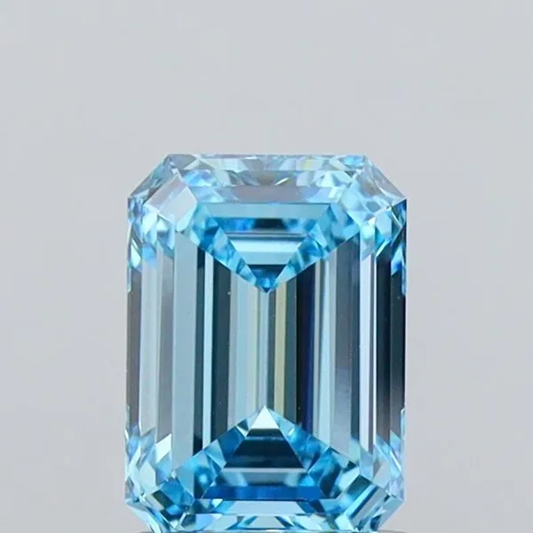 1.44ct EMERALD Fancy Vivid Blue VS1 Coloured Lab diamond