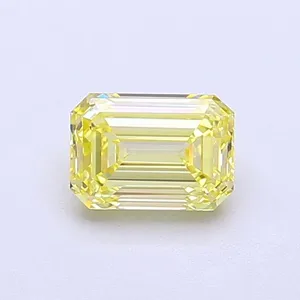 0.92ct EMERALD Fancy Intense Yellow VVS2 Coloured Lab diamond