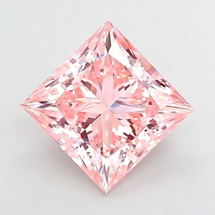 5.04ct PRINCESS Fancy Vivid Pink VS1 Coloured Lab diamond