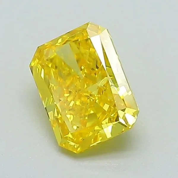 0.83ct RADIANT Fancy Vivid Yellow VVS2 Coloured Lab diamond