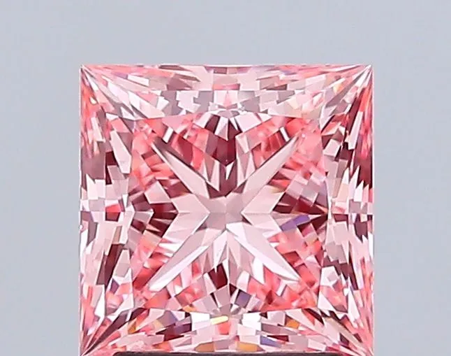 2.53ct PRINCESS Fancy Vivid Pink VVS2 Coloured Lab diamond