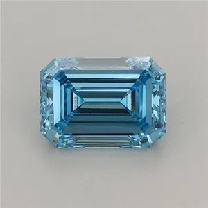 1.1ct EMERALD Fancy Vivid Blue VVS2 Coloured Lab diamond