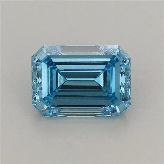 1.1ct EMERALD Fancy Vivid Blue VVS2 Coloured Lab diamond