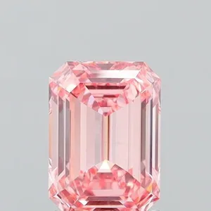 1.56ct EMERALD Fancy Intense Pink VS1 Coloured Lab diamond