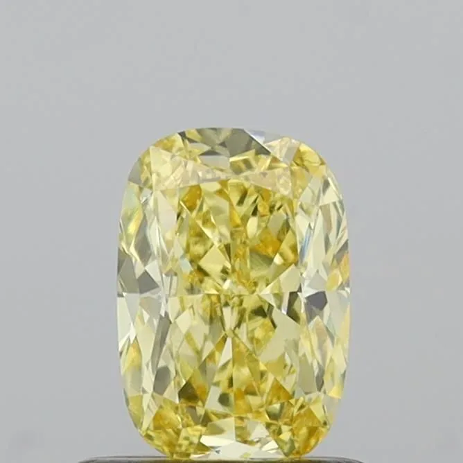 0.52ct CUSHION Fancy Yellow VVS2 Coloured Lab diamond