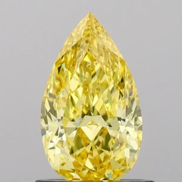 0.87ct PEAR Fancy Vivid Yellow VS1 Coloured Lab diamond