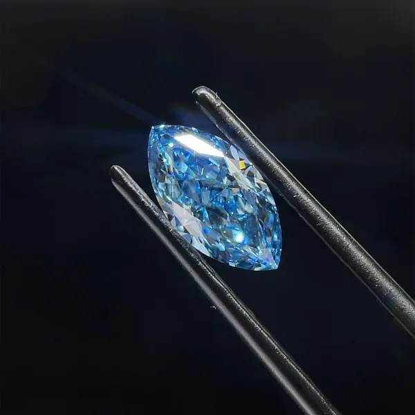 1.51ct MARQUISE Fancy Vivid Blue VVS2 Coloured Lab diamond