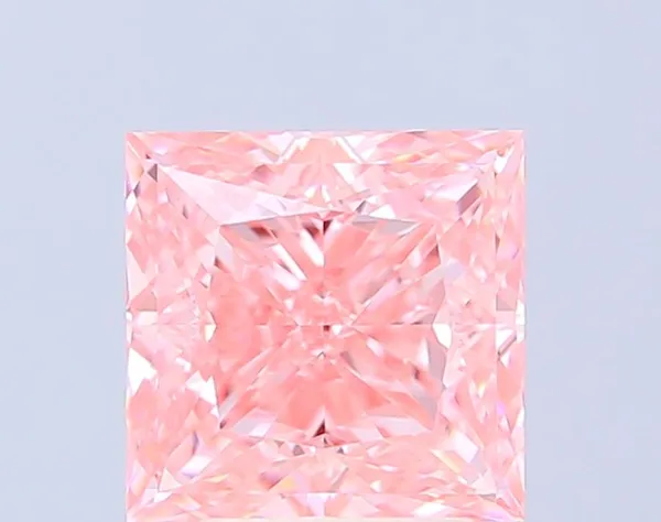 3.06ct PRINCESS Fancy Vivid Pink VVS2 Coloured Lab diamond