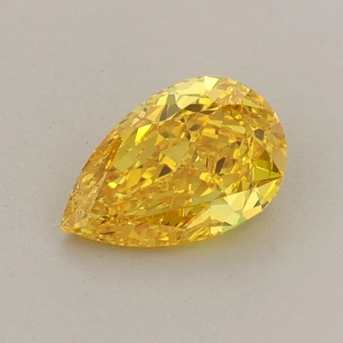 0.53ct PEAR Fancy Vivid Yellow VVS2 Coloured Lab diamond