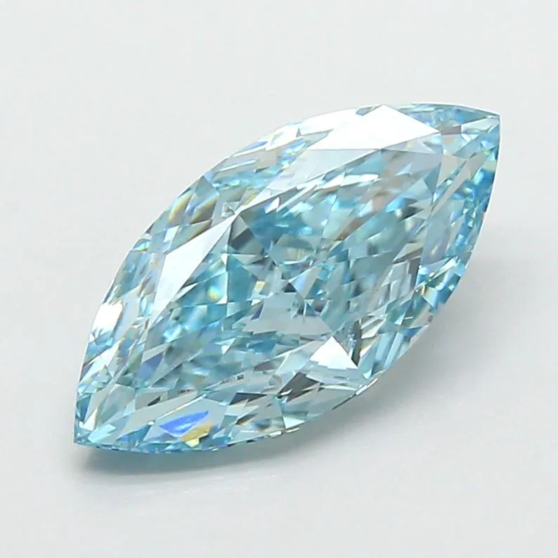 2.41ct MARQUISE Fancy Vivid Greenish Blue VS1 Coloured Lab diamond