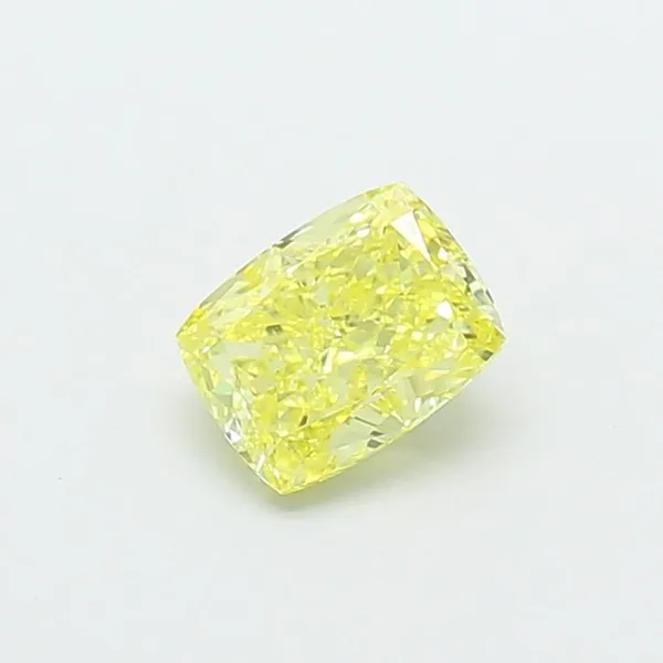 0.9ct CUSHION Fancy Intense Yellow VS1 Coloured Lab diamond