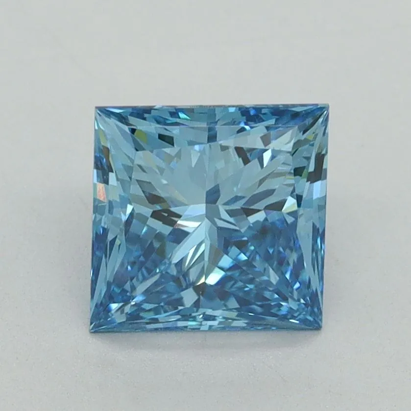 1.60ct PRINCESS Fancy Vivid Blue VVS2 Coloured Lab diamond