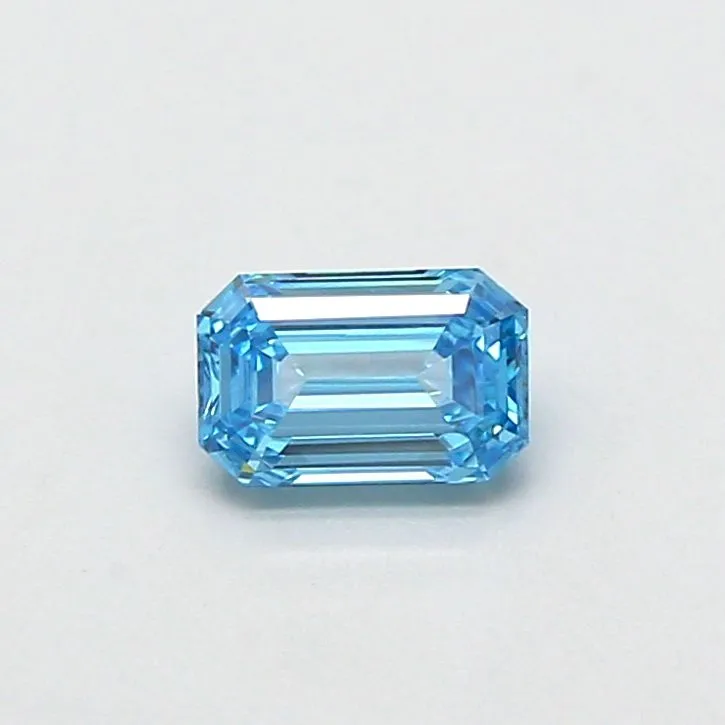 0.53ct EMERALD Fancy Vivid Blue VVS2 Coloured Lab diamond
