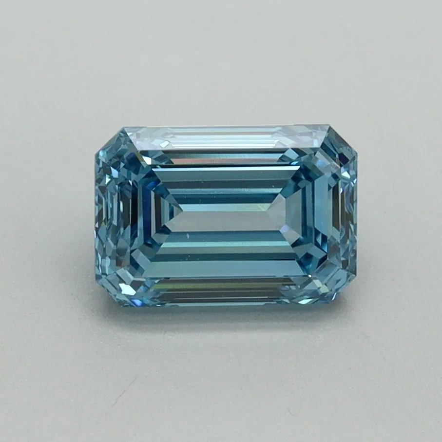 1.29ct EMERALD Fancy Vivid Blue VVS2 Coloured Lab diamond