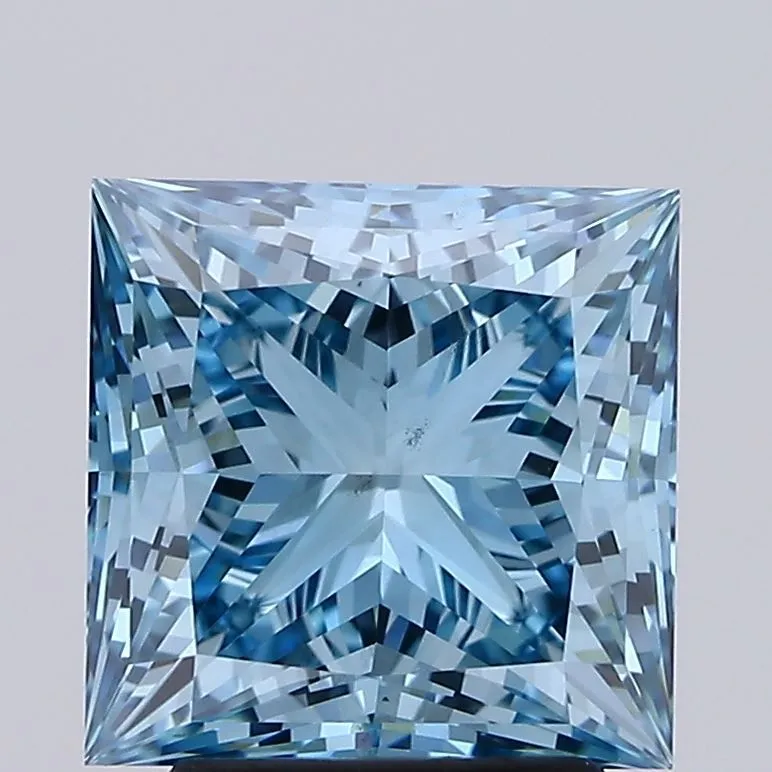 3.12ct PRINCESS Fancy Vivid Blue VS2 Coloured Lab diamond
