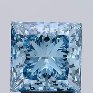 3.12ct PRINCESS Fancy Vivid Blue VS2 Coloured Lab diamond