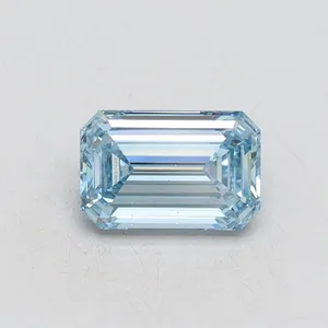 0.5ct EMERALD Fancy Intense Blue VS2 Coloured Lab diamond