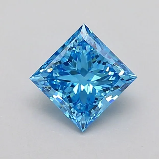 0.85ct PRINCESS Fancy Vivid Blue VS1 Coloured Lab diamond