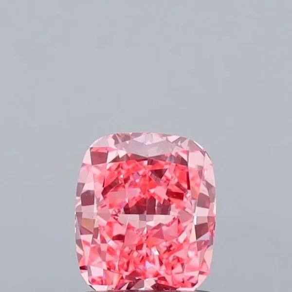 0.96ct CUSHION Fancy Vivid Pink VVS2 Coloured Lab diamond