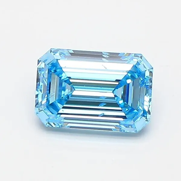 0.92ct EMERALD Fancy Vivid Blue SI2 Coloured Lab diamond