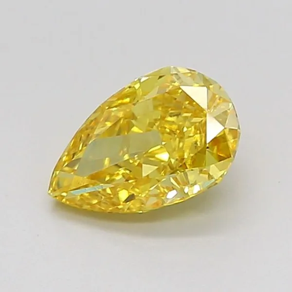 0.8ct PEAR Fancy Vivid Yellow VS1 Coloured Lab diamond