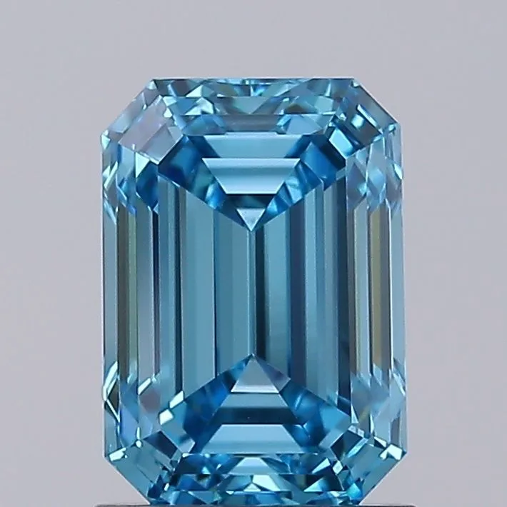 1.53ct EMERALD Fancy Vivid Blue VVS2 Coloured Lab diamond