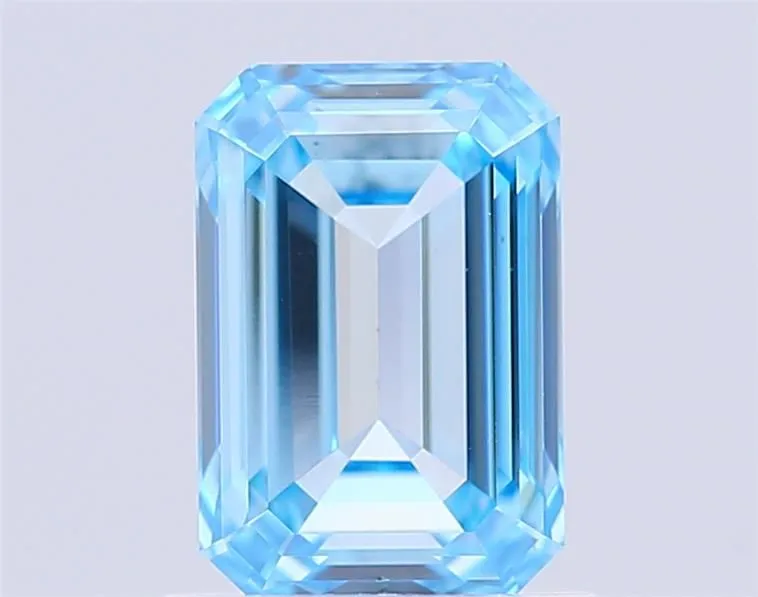 1.52ct EMERALD Fancy Vivid Blue VVS2 Coloured Lab diamond