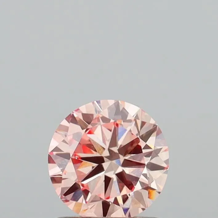 0.96ct ROUND Fancy Intense Orangey Pink VS2 Coloured Lab diamond