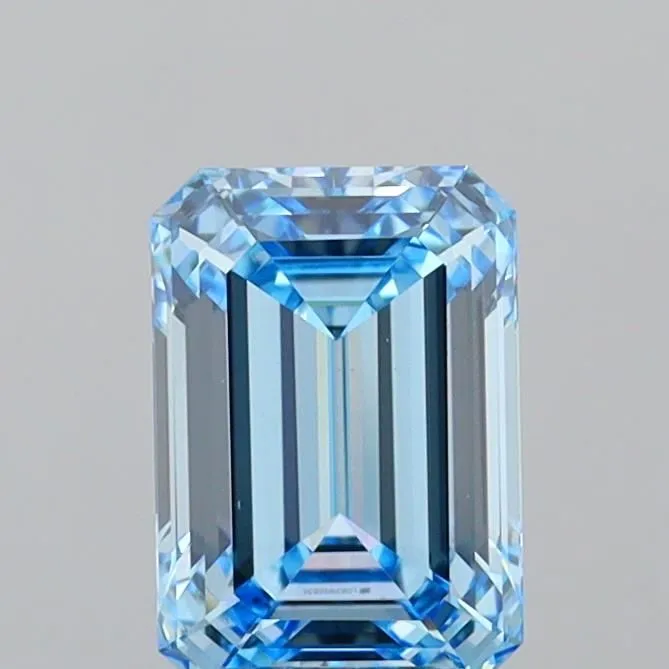 1.70ct EMERALD Fancy Vivid Blue VVS2 Coloured Lab diamond